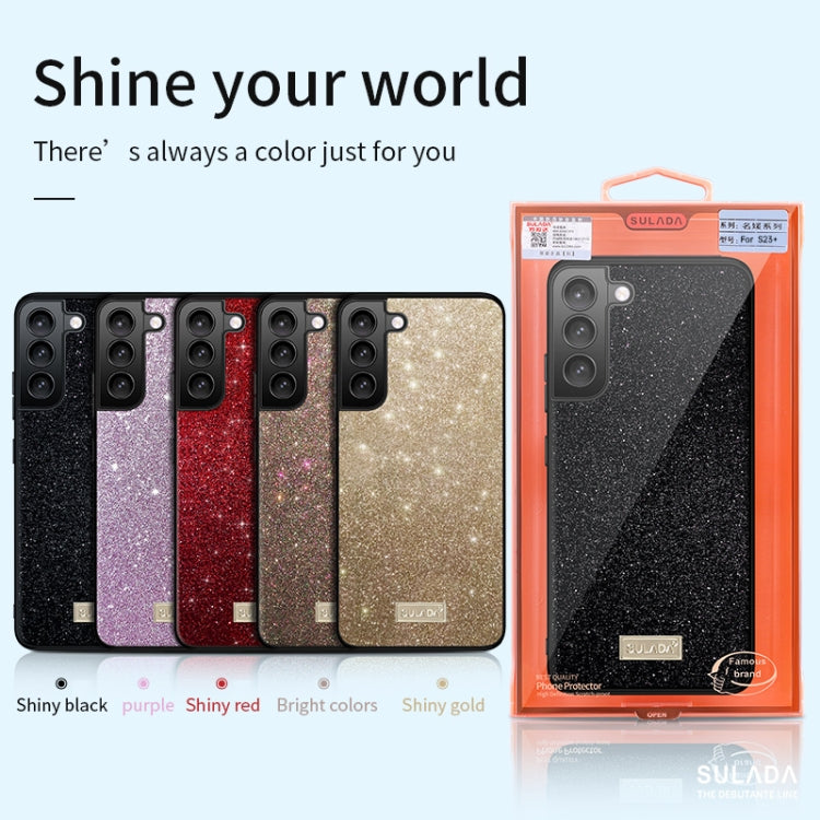 For Samsung Galaxy S23+ 5G SULADA Glittery TPU Hybrid Handmade Leather Phone Case(Black) - Galaxy S23+ 5G Cases by SULADA | Online Shopping UK | buy2fix