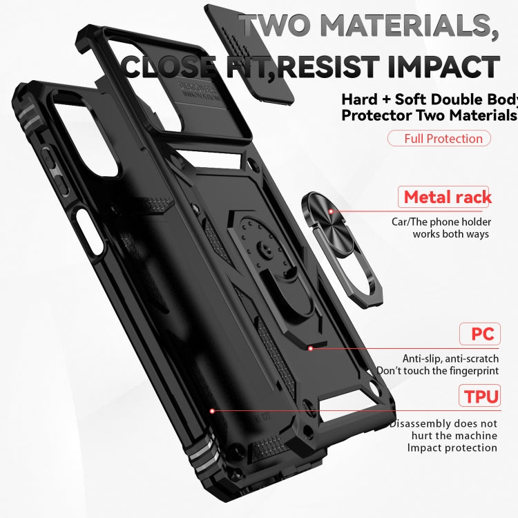 For Motorola Moto G22 5G / Moto G Play 2024 Sliding Camshield Holder Phone Case(Black) - Motorola Cases by buy2fix | Online Shopping UK | buy2fix