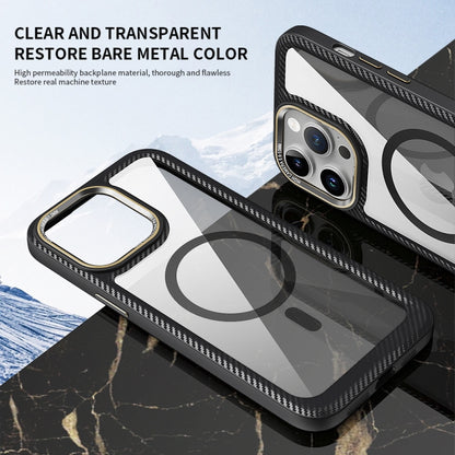 For iPhone 12 / 12 Pro MagSafe Carbon Fiber Transparent Back Panel Phone Case(Green) - iPhone 12 / 12 Pro Cases by buy2fix | Online Shopping UK | buy2fix