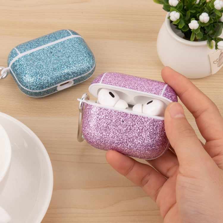 For AirPods Pro 2 Glitter Powder Skin Texture PC TWS Earphone Case(Purple) - For AirPods Pro 2 by buy2fix | Online Shopping UK | buy2fix