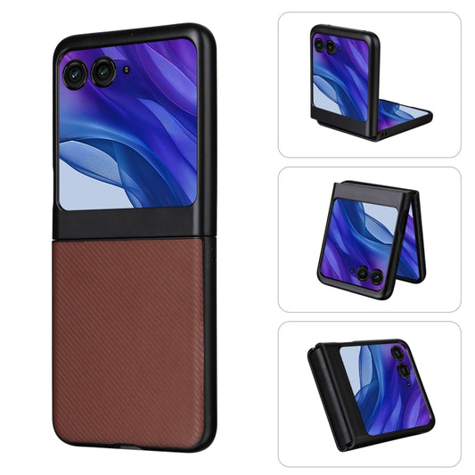 For Motorola Moto Razr 50 PU Leather PC Phone Case(Brown) - Motorola Cases by buy2fix | Online Shopping UK | buy2fix