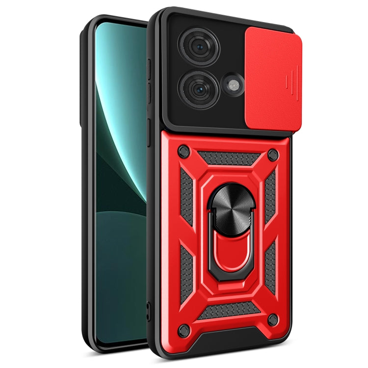 For Motorola Edge 40 Neo 5G Sliding Camera Cover Design TPU Hybrid PC Phone Case(Red) - Motorola Cases by buy2fix | Online Shopping UK | buy2fix