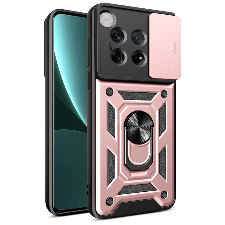 For OnePlus 12 5G Global Sliding Camera Cover Design TPU Hybrid PC Phone Case(Rose Gold) - OnePlus Cases by buy2fix | Online Shopping UK | buy2fix