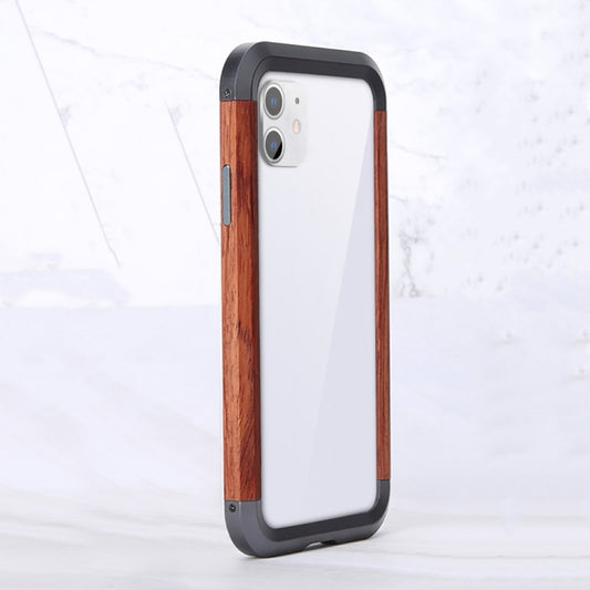 For iPhone XR R-JUST Metal + Wood Frame Protective Case - More iPhone Cases by R-JUST | Online Shopping UK | buy2fix