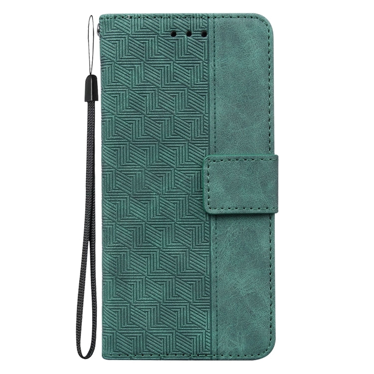 For iPhone 16 Geometric Embossed Leather Phone Case(Green) - iPhone 16 Cases by buy2fix | Online Shopping UK | buy2fix