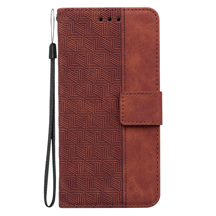 For iPhone 16 Pro Max Geometric Embossed Leather Phone Case(Brown) - iPhone 16 Pro Max Cases by buy2fix | Online Shopping UK | buy2fix