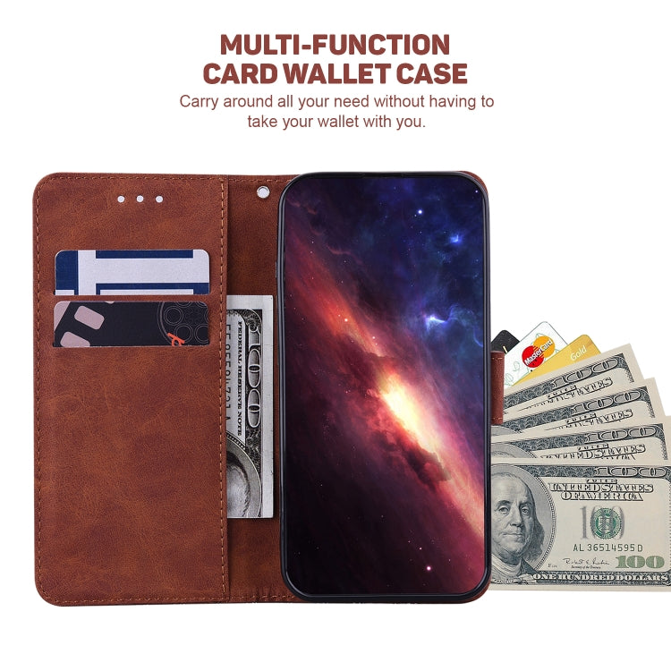 For Xiaomi Poco M6 Pro 4G Geometric Embossed Leather Phone Case(Brown) - Xiaomi Cases by buy2fix | Online Shopping UK | buy2fix