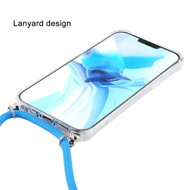 For iPhone 16 Pro Four-Corner Shockproof Transparent TPU Case with Lanyard(White Black) - iPhone 16 Pro Cases by buy2fix | Online Shopping UK | buy2fix