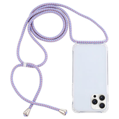 For iPhone 16 Pro Max Transparent Acrylic Airbag Shockproof Phone Protective Case with Lanyard(Purple Blue Apricot) - iPhone 16 Pro Max Cases by buy2fix | Online Shopping UK | buy2fix