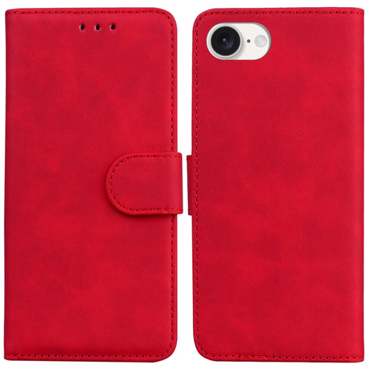 For iPhone SE 2024 Skin Feel Pure Color Flip Leather Phone Case(Red) - More iPhone Cases by buy2fix | Online Shopping UK | buy2fix