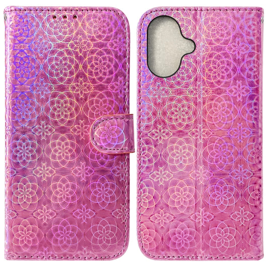 For iPhone 16 Colorful Magnetic Buckle Leather Phone Case(Pink) - iPhone 16 Cases by buy2fix | Online Shopping UK | buy2fix