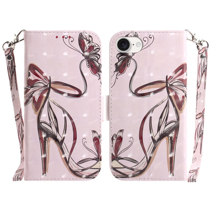 For iPhone SE 2024 3D Colored Horizontal Flip Leather Phone Case(Butterfly High-heeled) - More iPhone Cases by buy2fix | Online Shopping UK | buy2fix