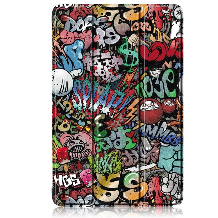 For Samsung Galaxy Tab S9 Ultra Custer Painted 3-Fold Holder Smart Leather Tablet Case(Graffiti) - Other Galaxy Tab PC by buy2fix | Online Shopping UK | buy2fix