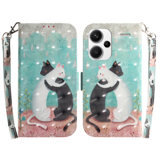 For Xiaomi Redmi Note 13 Pro+ 5G 3D Colored Horizontal Flip Leather Phone Case(Black White Cat) - Note 13 Pro+ Cases by buy2fix | Online Shopping UK | buy2fix