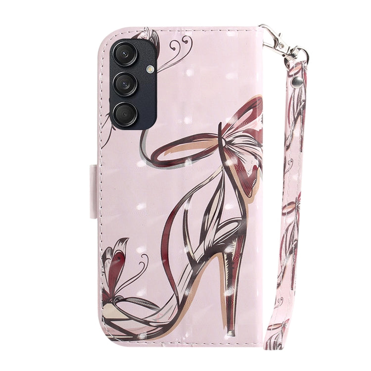 For Samsung Galaxy M55 3D Colored Horizontal Flip Leather Phone Case(Butterfly High-heeled) - Galaxy Phone Cases by buy2fix | Online Shopping UK | buy2fix