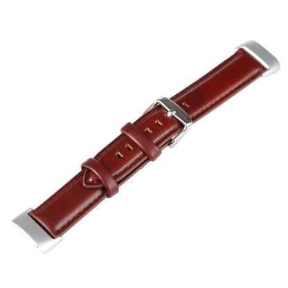 For Fitbit Charge 5 18mm Bamboo Joint Texture Genuine Leather Watch Band(Wine Red) - Watch Bands by buy2fix | Online Shopping UK | buy2fix