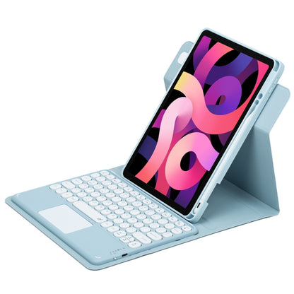 For iPad Air 2022 / iPad Pro 11 2021 Round Button 360 Degree Rotatable Bluetooth Keyboard Leather Case with Touchpad(Sky Blue) - Universal by buy2fix | Online Shopping UK | buy2fix