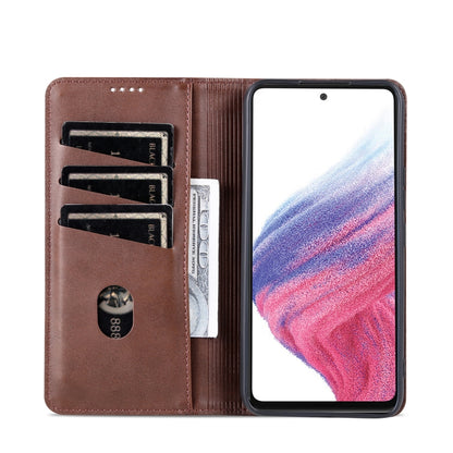 For Samsung Galaxy S23 FE 5G AZNS Magnetic Calf Texture Flip Leather Phone Case(Dark Brown) - Galaxy S23 FE 5G Cases by AZNS | Online Shopping UK | buy2fix