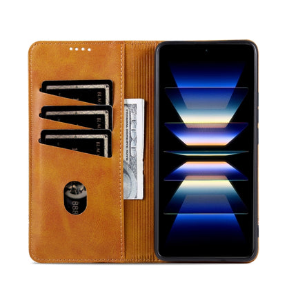 For Samsung Galaxy S24 5G AZNS Magnetic Calf Texture Flip Leather Phone Case(Light Brown) - Galaxy S24 5G Cases by AZNS | Online Shopping UK | buy2fix