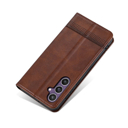 For Samsung Galaxy S24 5G AZNS Magnetic Calf Texture Flip Leather Phone Case(Dark Brown) - Galaxy S24 5G Cases by AZNS | Online Shopping UK | buy2fix