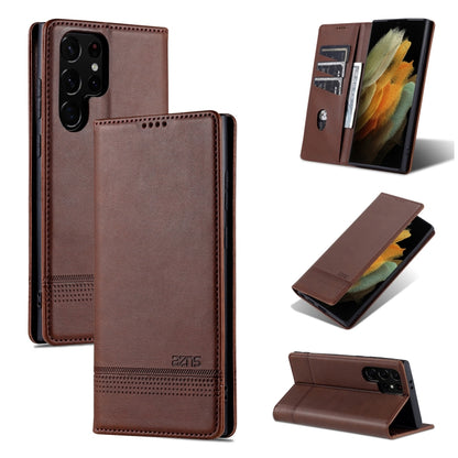 For Samsung Galaxy S24 Ultra 5G AZNS Magnetic Calf Texture Flip Leather Phone Case(Dark Brown) - Galaxy S24 Ultra 5G Cases by AZNS | Online Shopping UK | buy2fix