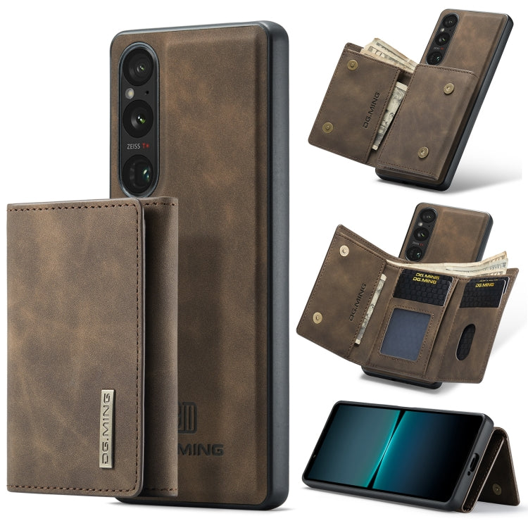 For Sony Xperia 1 VI DG.MING M1 Series 3-Fold Multi Card Wallet + Magnetic Phone Case(Coffee) - Sony Cases by DG.MING | Online Shopping UK | buy2fix