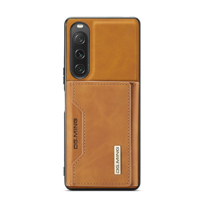 For Sony Xperia 10 V DG.MING M2 Series 3-Fold Multi Card Bag + Magnetic Phone Case(Brown) - Sony Cases by DG.MING | Online Shopping UK | buy2fix