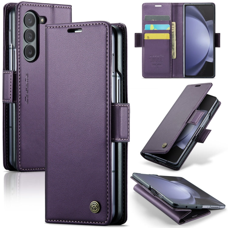 For Samsung Galaxy Z Fold5 CaseMe 023 Butterfly Buckle Litchi Texture RFID Anti-theft Leather Phone Case(Pearly Purple) - Galaxy Z Fold5 Cases by CaseMe | Online Shopping UK | buy2fix