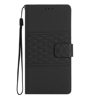 For iPhone 16 Diamond Embossed Skin Feel Leather Phone Case(Black) - iPhone 16 Cases by buy2fix | Online Shopping UK | buy2fix