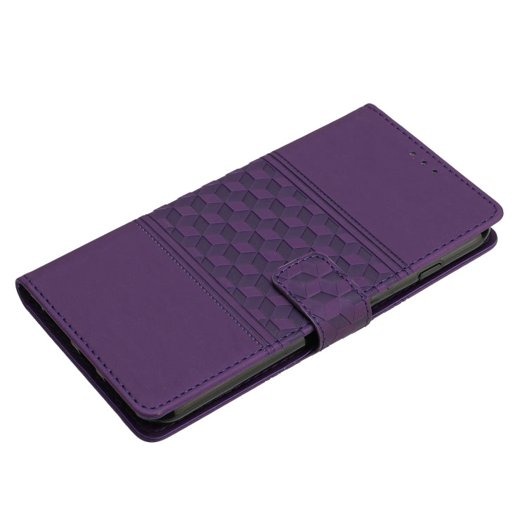 For iPhone 16 Plus Diamond Embossed Skin Feel Leather Phone Case(Purple) - iPhone 16 Plus Cases by buy2fix | Online Shopping UK | buy2fix