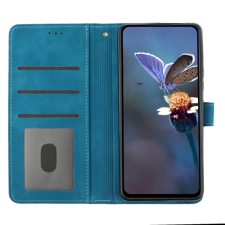 For iPhone 16 Pro Max Flower Embossing Pattern Leather Phone Case(Blue) - iPhone 16 Pro Max Cases by buy2fix | Online Shopping UK | buy2fix