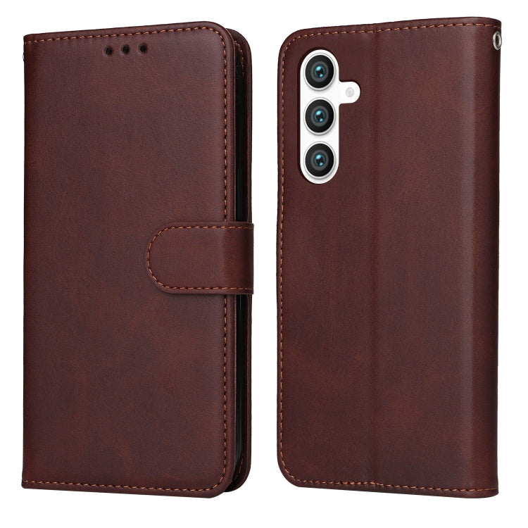 For Samsung Galaxy S23 FE 5G Classic Calf Texture Flip Leather Phone Case(Brown) - Galaxy S23 FE 5G Cases by buy2fix | Online Shopping UK | buy2fix