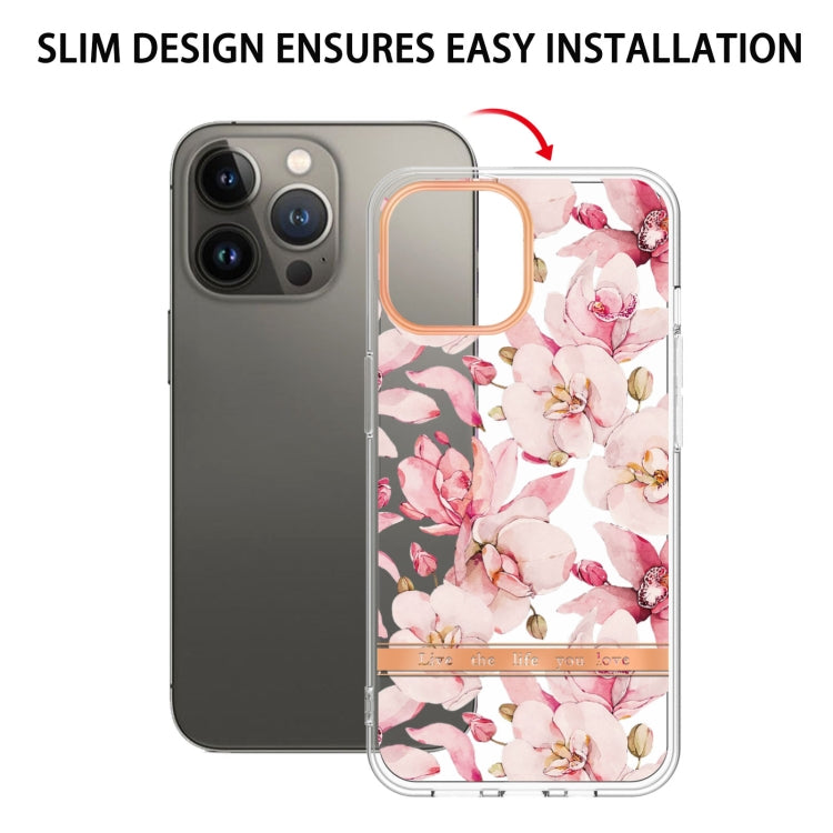 For iPhone 16 Pro Max Flowers and Plants Series IMD TPU Phone Case(Pink Gardenia) - iPhone 16 Pro Max Cases by buy2fix | Online Shopping UK | buy2fix