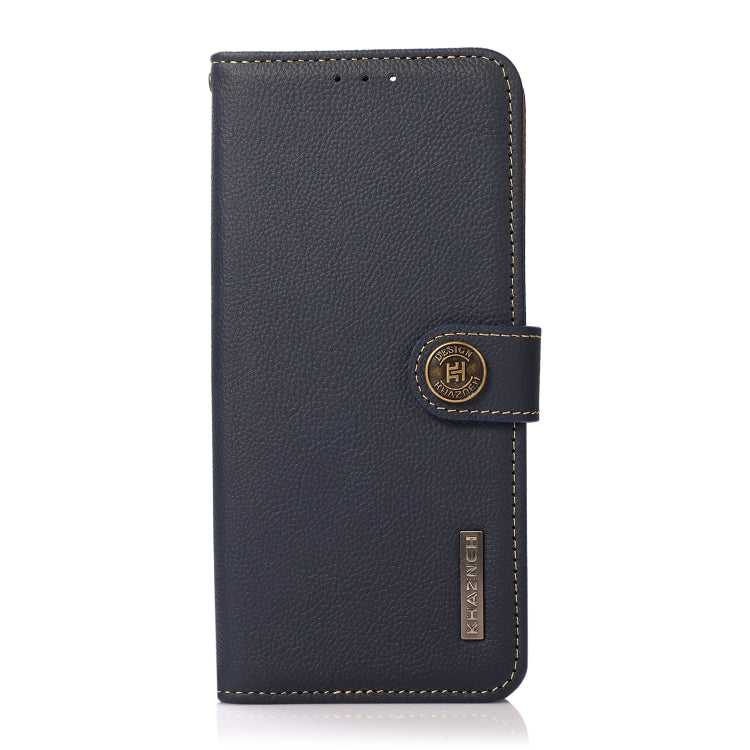 For OnePlus 12 KHAZNEH Custer Genuine Leather RFID Phone Case(Blue) - OnePlus Cases by buy2fix | Online Shopping UK | buy2fix