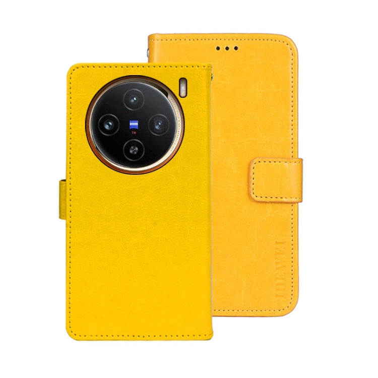 For vivo X100 idewei Crazy Horse Texture Leather Phone Case(Yellow) - X100 Cases by idewei | Online Shopping UK | buy2fix