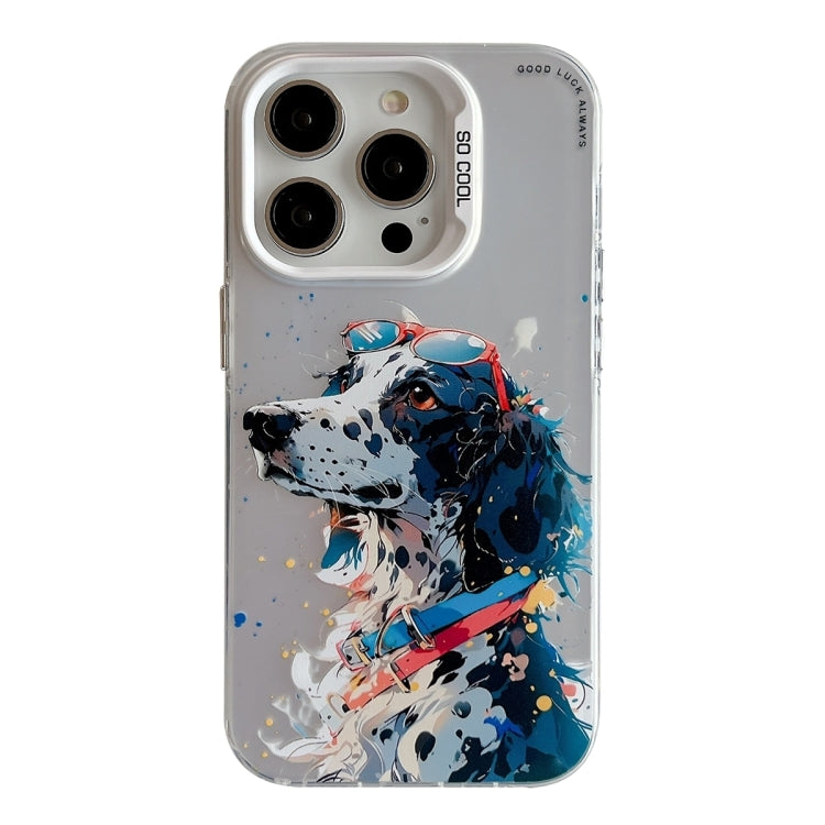 For iPhone 16 Pro Max Animal Pattern Oil Painting Series PC + TPU Phone Case(Spotted Dog) - iPhone 16 Pro Max Cases by buy2fix | Online Shopping UK | buy2fix