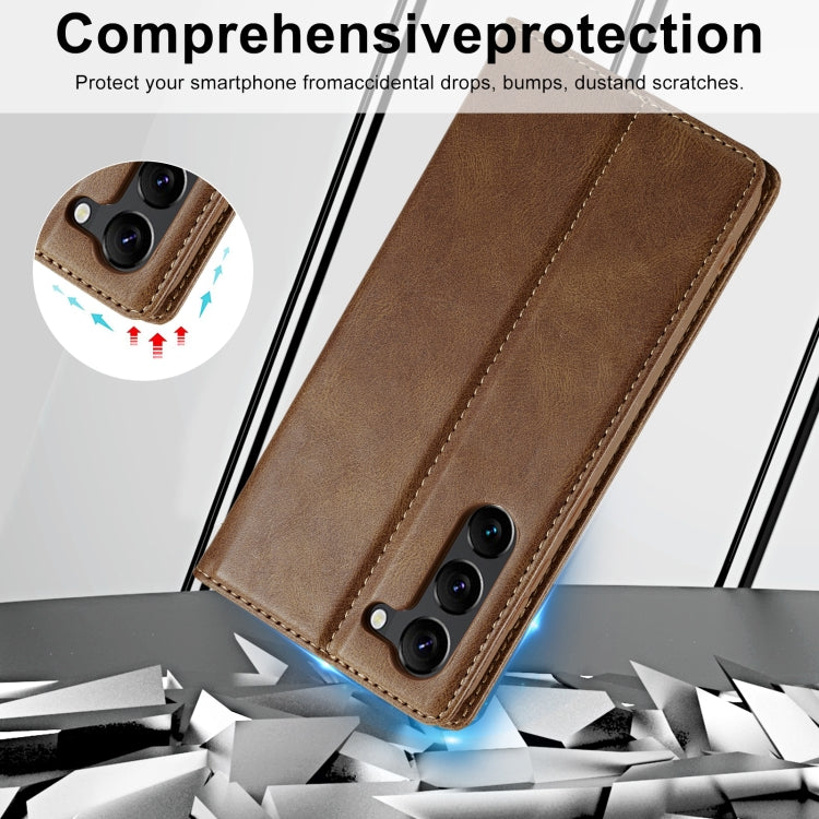 For Samsung Galaxy S24 LC.IMEEKE RFID Anti-theft Leather Phone Case(Brown) - Galaxy S24 5G Cases by LC.IMEEKE | Online Shopping UK | buy2fix