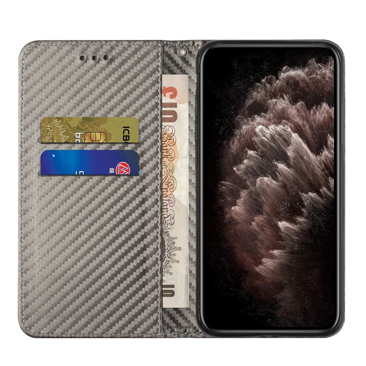 For Samsung Galaxy S24+ 5G Carbon Fiber Texture Flip Holder Leather Phone Case(Grey) - Galaxy S24+ 5G Cases by buy2fix | Online Shopping UK | buy2fix