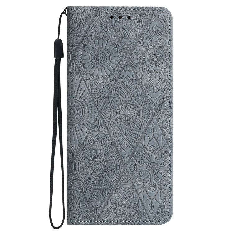 For iPhone 16 Plus Ethnic Embossed Adsorption Leather Phone Case(Grey) - iPhone 16 Plus Cases by buy2fix | Online Shopping UK | buy2fix