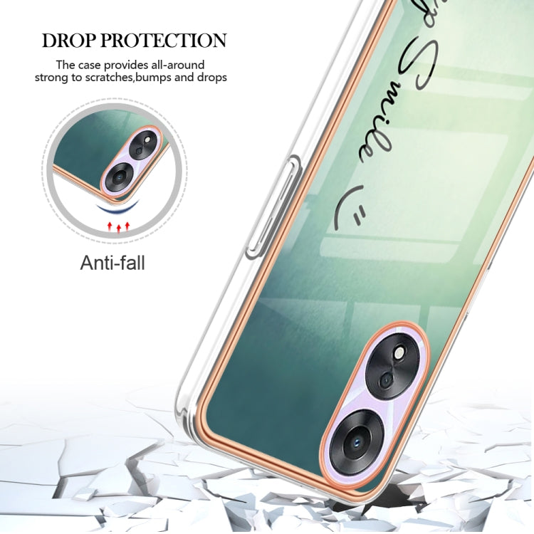 For OPPO A78 / A58 Electroplating Marble Dual-side IMD Phone Case(Smile) - OPPO Cases by buy2fix | Online Shopping UK | buy2fix