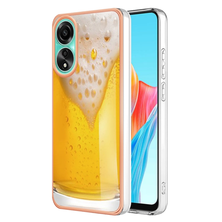 For OPPO A78 4G Electroplating Marble Dual-side IMD Phone Case(Draft Beer) - OPPO Cases by buy2fix | Online Shopping UK | buy2fix