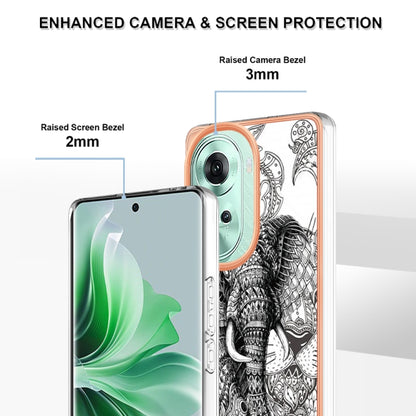For OPPO Reno11 5G Global Electroplating Marble Dual-side IMD Phone Case(Totem Elephant) - Reno11 Cases by buy2fix | Online Shopping UK | buy2fix