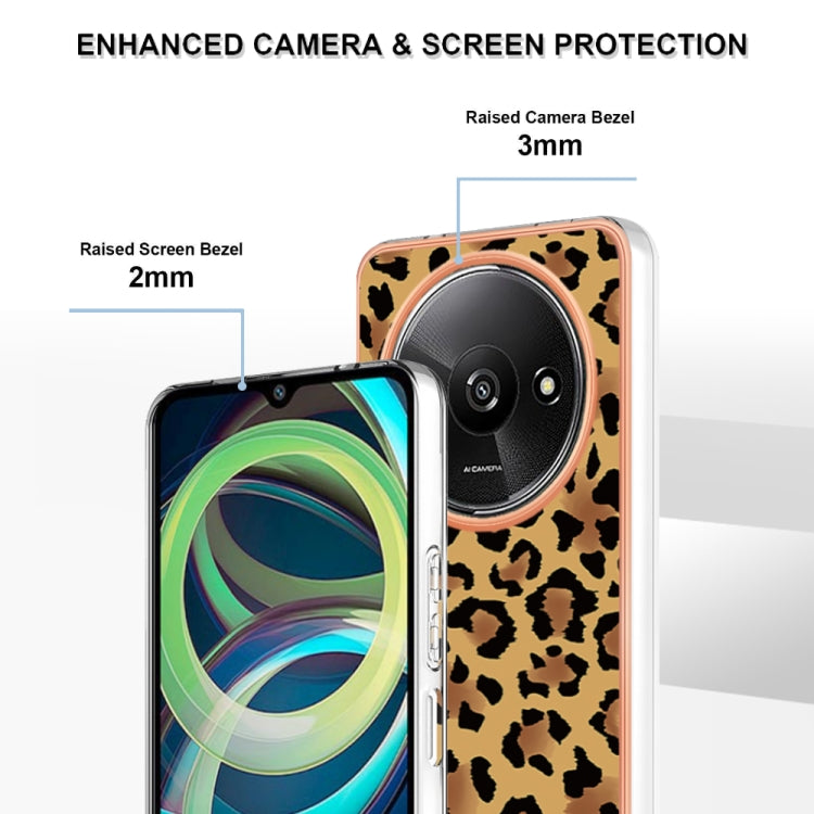 For Xiaomi Redmi A3 Electroplating Marble Dual-side IMD Phone Case(Leopard Print) - Xiaomi Cases by buy2fix | Online Shopping UK | buy2fix