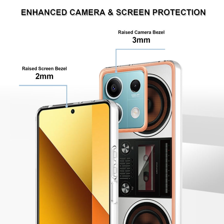 For Xiaomi Redmi Note 13 5G Electroplating Marble Dual-side IMD Phone Case(Retro Radio) - Note 13 Cases by buy2fix | Online Shopping UK | buy2fix