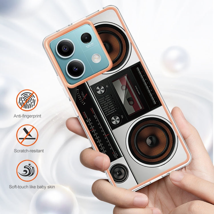 For Xiaomi Redmi Note 13 5G Electroplating Marble Dual-side IMD Phone Case(Retro Radio) - Note 13 Cases by buy2fix | Online Shopping UK | buy2fix