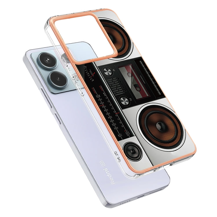 For Xiaomi Redmi Note 13 Pro 5G Global Electroplating Marble Dual-side IMD Phone Case(Retro Radio) - Note 13 Pro Cases by buy2fix | Online Shopping UK | buy2fix