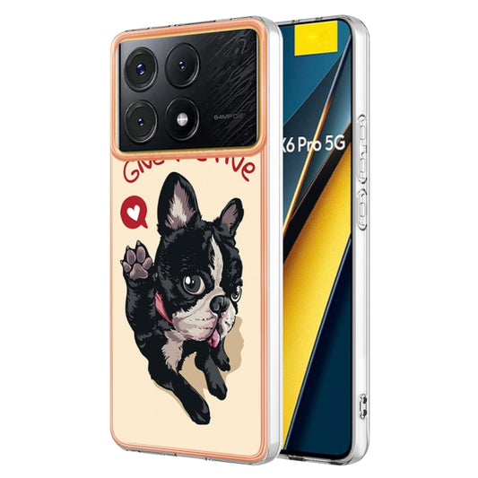 For Xiaomi Poco X6 Pro / Redmi K70E Electroplating Marble Dual-side IMD Phone Case(Lucky Dog) - K70E Cases by buy2fix | Online Shopping UK | buy2fix