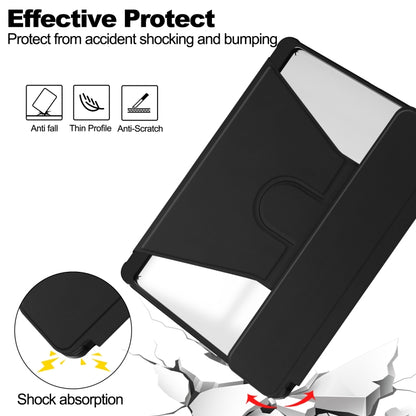 For Samsung Galaxy Tab S9+ 360 Rotation Transparent Smart Leather Case(Black) - Galaxy Tab S9+ Cases by buy2fix | Online Shopping UK | buy2fix