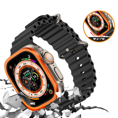 For Apple Watch Ultra 49mm Aluminum Alloy Frame Integrated Tempered Film(Orange) - Others by buy2fix | Online Shopping UK | buy2fix