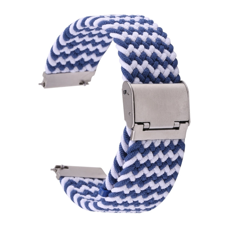 For Samsung Galaxy Watch 6 / 6 Classic Nylon Braided Metal Buckle Watch Band(W Blue White) - Watch Bands by buy2fix | Online Shopping UK | buy2fix